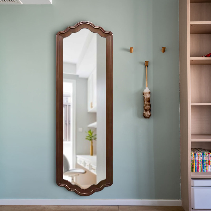 美式防爆壁挂入户穿衣镜家用墙面拱形装饰镜衣帽间中古全身镜高清