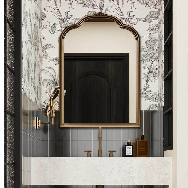 复古浴室镜智能卫生间壁挂洗漱镜法式中古双盆化妆镜轻奢艺术镜子,住宅家具,化妆镜,淘宝优惠券,粉丝福利购,淘宝优惠卷