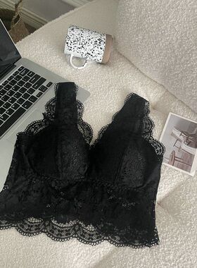 新款蕾丝吊带带胸垫背心内衣一体式美背内衣冰丝固定杯打底背心女