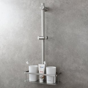 不锈钢花洒架套装带置物篮增压淋雨喷头升降杆托盘淋浴杆花洒座