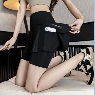 假两件短裙裤裤女春款高腰外穿大码运动跑步健身瑜伽裤裙外贸