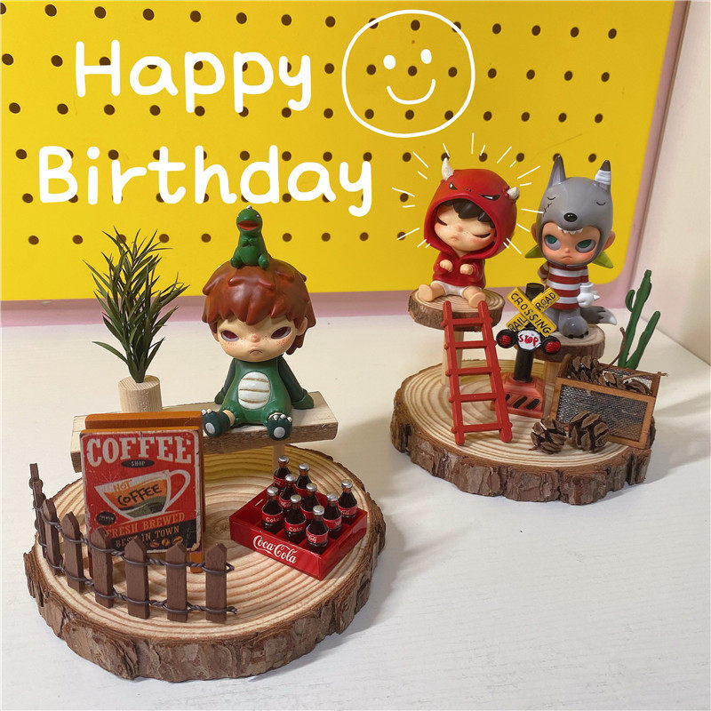 盲盒场景道具娃屋收纳展示架玩偶摆件森系做面造景置物架泡泡创意