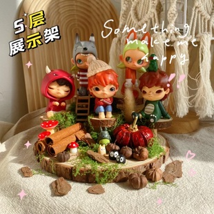 5层展示架森系苔藓盲盒场景道具娃屋收纳盒多层圆盘桌面实木搭配