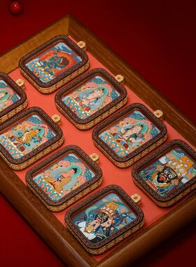 手绘唐卡黄财吊坠文殊绿度母药师藏式扎基拉姆五爷唐卡擦擦唐卡