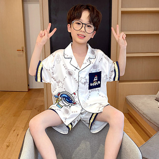 儿童睡衣男童2026夏季薄款冰丝短袖短裤夏款青少年男孩小孩居家服