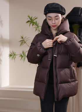 9801半斤多90绒加厚保暖羽绒服中长款连帽轻薄亲子宽松百搭休闲