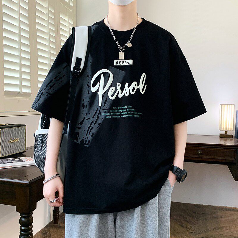 青少年短袖t恤男高中初中学生男孩帅气夏装纯棉大童男装半袖上衣