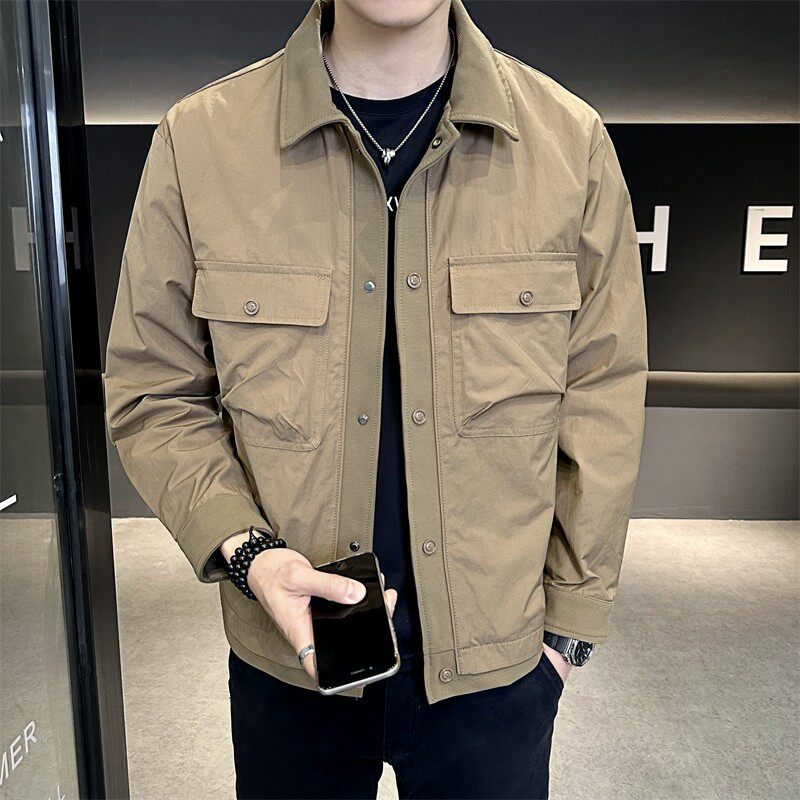 衬衣式外套男士二棉春装2026新款潮流修身高端翻领夹克春秋款男装