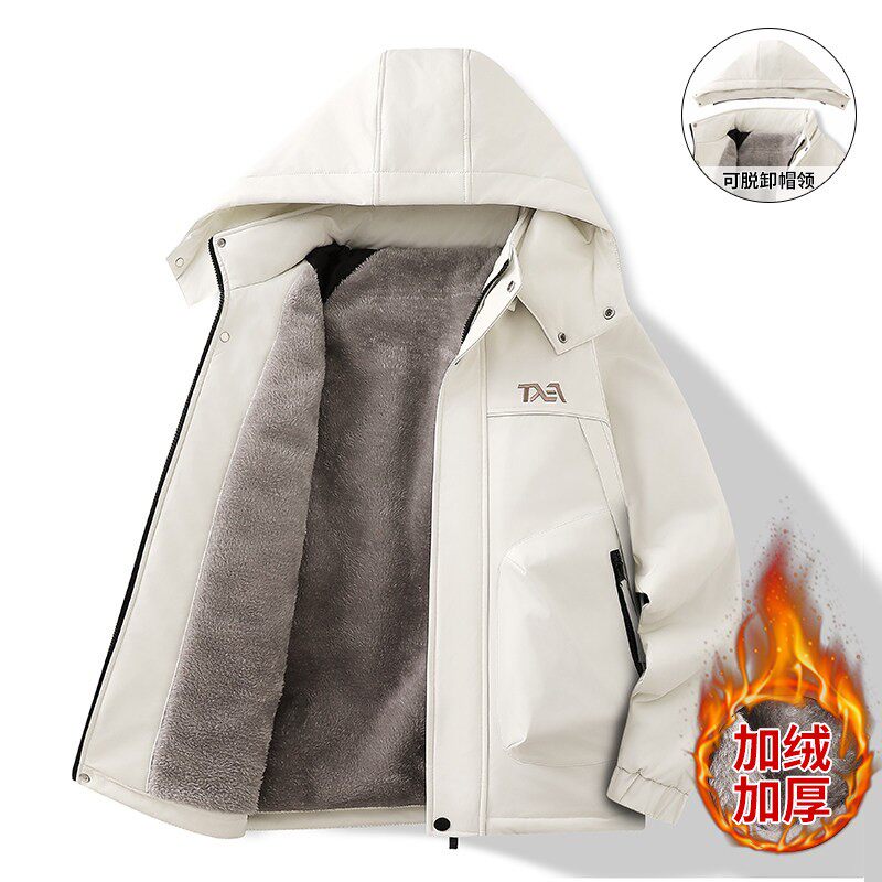 男士外套秋冬季加绒加厚保暖过冬带帽棉服户外二棉防寒冲锋衣棉袄