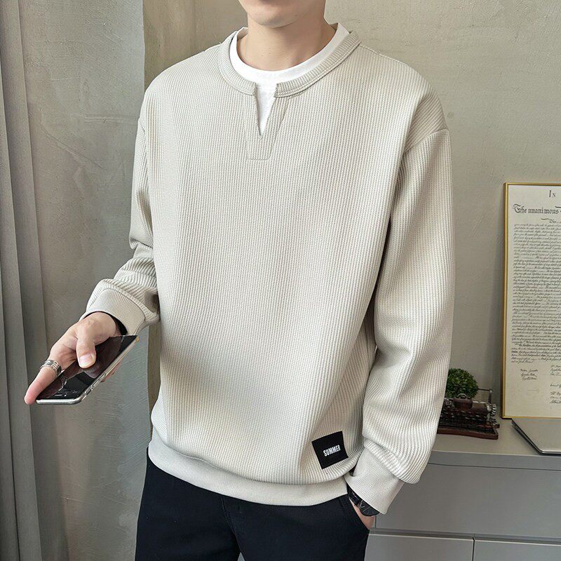 假两件卫衣男长袖2026春秋季新款重磅圆领男装内搭打底衫t恤上衣