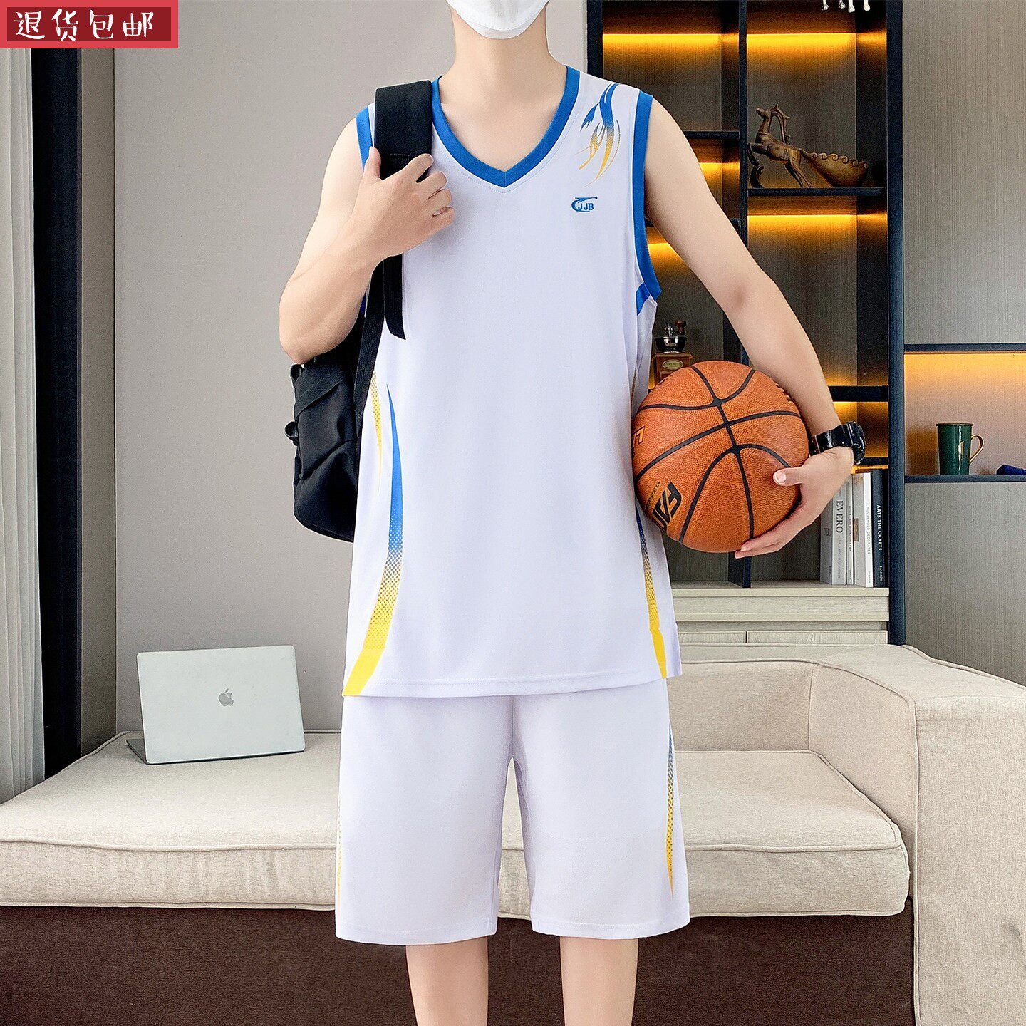 潮流套装冰丝一套背心短裤运动无袖篮球服男夏青少年男装帅气学生