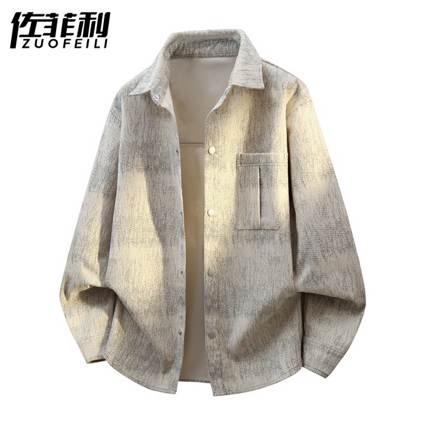 美式扎染翻领衬衫式夹克男款春季2026新款痞帅潮牌休闲衬衣外套男