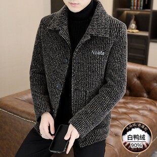 2025年秋冬季金貂绒夹克男高级感短款毛呢大衣加厚青年羽绒服外套