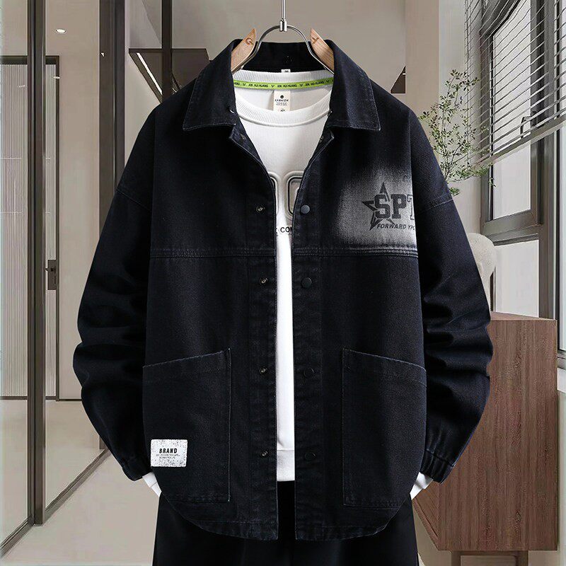 青少年春秋新款牛仔外套男孩帅气衬衫夹克初高中学生潮牌男装上衣