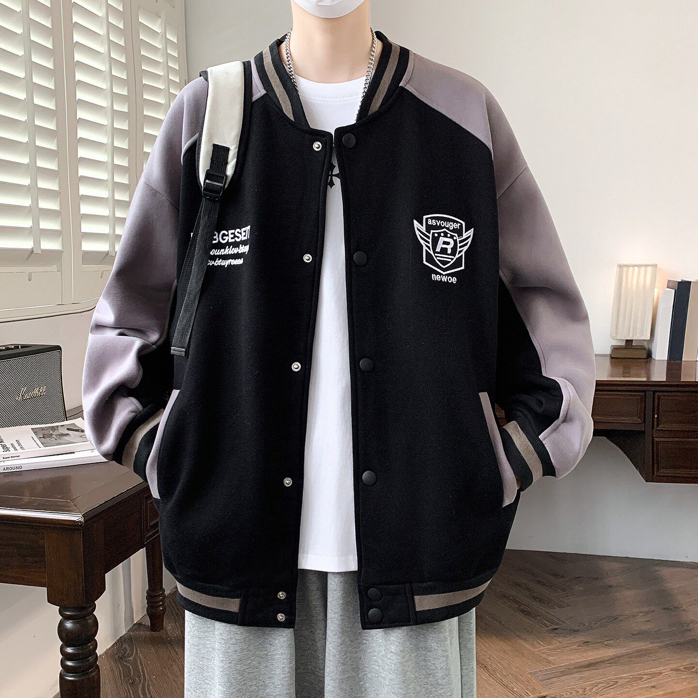 春秋季新款棒球服外套男初中高中学生开衫卫衣青少年大童潮牌夹克