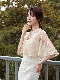 旗袍披肩斗篷外搭外套夏天穿的蕾丝小坎肩专用搭配礼服披风夏季款