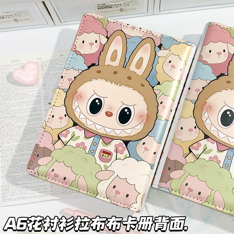 花衬衫拉布布A6手账本卡通动漫磁扣本随身便捷笔记本可爱活页卡册