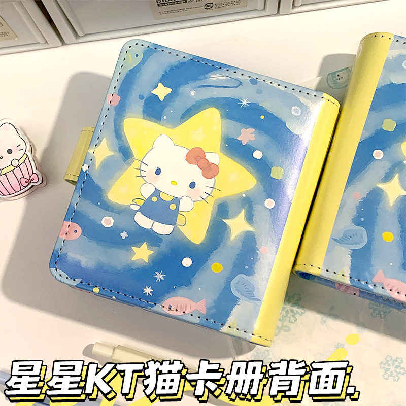 新款星星KT猫手账本M5磁扣皮质笔记本子学生活页本pu凯蒂猫口袋本