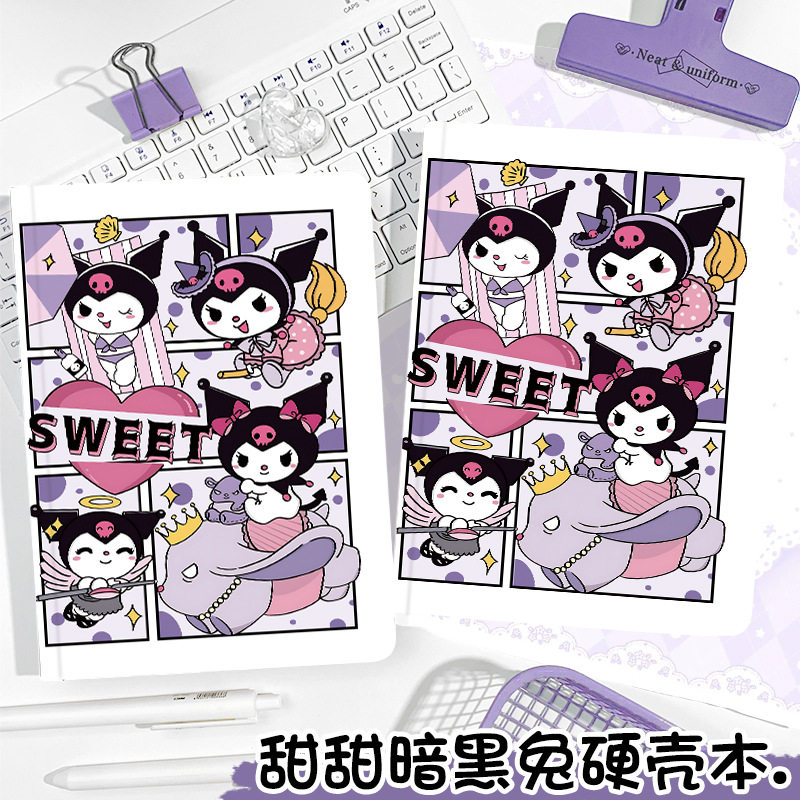 新款甜甜暗黑兔A5硬壳笔记本可爱卡通记事本少女日韩彩页本手账本