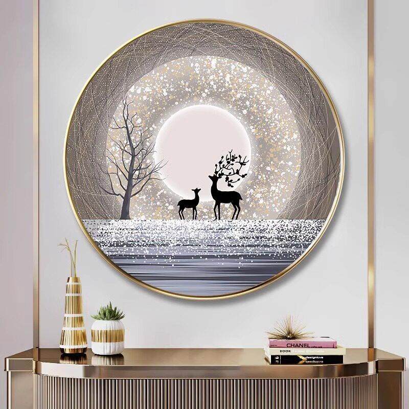 轻奢麋鹿2024新款钻石画客厅5d水晶满钻餐厅送礼点贴砖珠绣十字绣