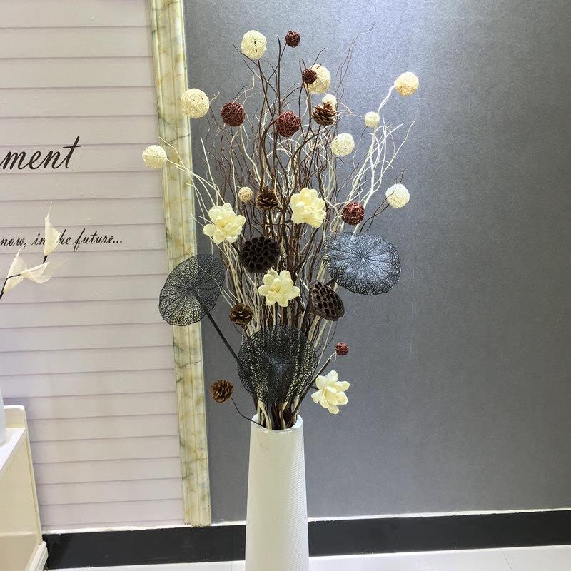 干树枝干花装饰客厅落地玄关隔断橱窗龙柳高枝叶脉花天然假花摆件