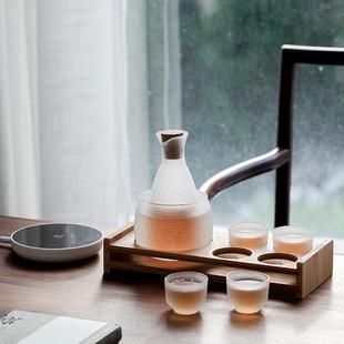 白酒分酒器套装 清酒壶家用玻璃杯子温酒器黄酒加热煮酒烫酒壶 日式