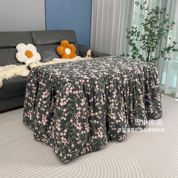 可拆洗烤火被罩脱胆加厚电暖桌罩套正方形取暖茶几罩烤火桌布