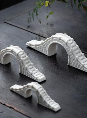 创意陶瓷石拱桥微景观鱼缸小桥流水石桥造景摆件枯山水沙盘装饰品