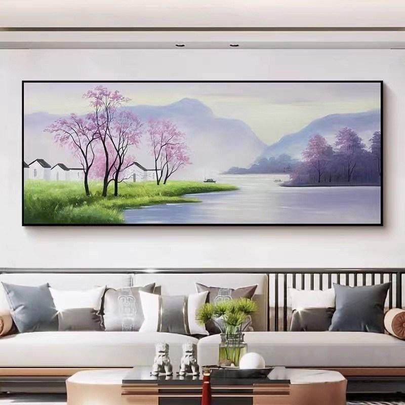 大芬村手绘油画现代简约江南水乡风景客厅沙发装饰画横版卧室挂画,家居饰品,油画,淘宝优惠券,粉丝福利购,淘宝优惠卷