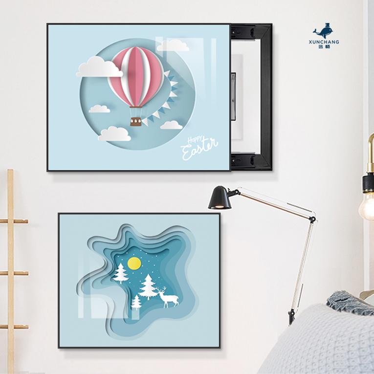 儿童房遮挡电表箱装饰画动物配电箱入户电源开关北欧简约挂画电闸图片