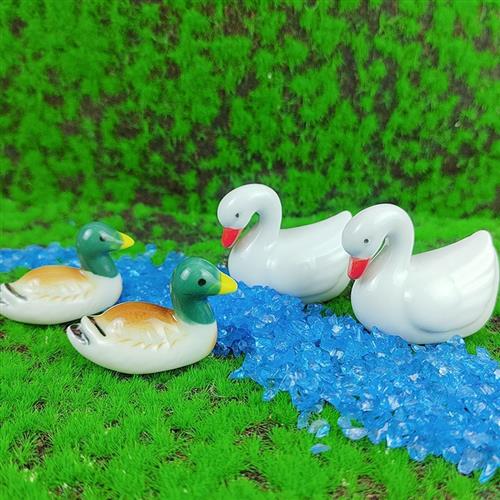陶瓷白鹅桌面小鸭子摆件水族鱼缸假山盆栽景观造景装饰品鱼池摆设