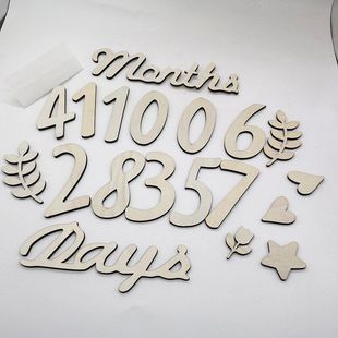 宝宝木质100days现货拍摄生日百天道具母墙满月months数字装饰贴