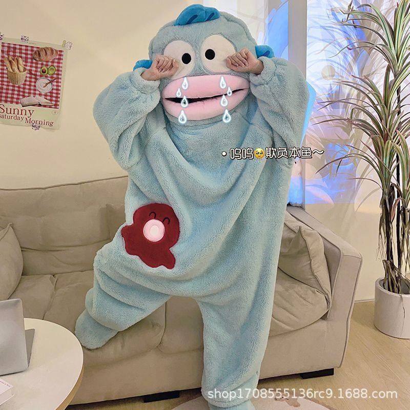 丑鱼鱼嘴冬季连体绒睡袍睡衣搞怪长裤睡衣卡通汉顿保暖女珊瑚加厚,女士内衣/男士内衣/家居服,睡衣/家居服套装,淘宝优惠券,粉丝福利购,淘宝优惠卷