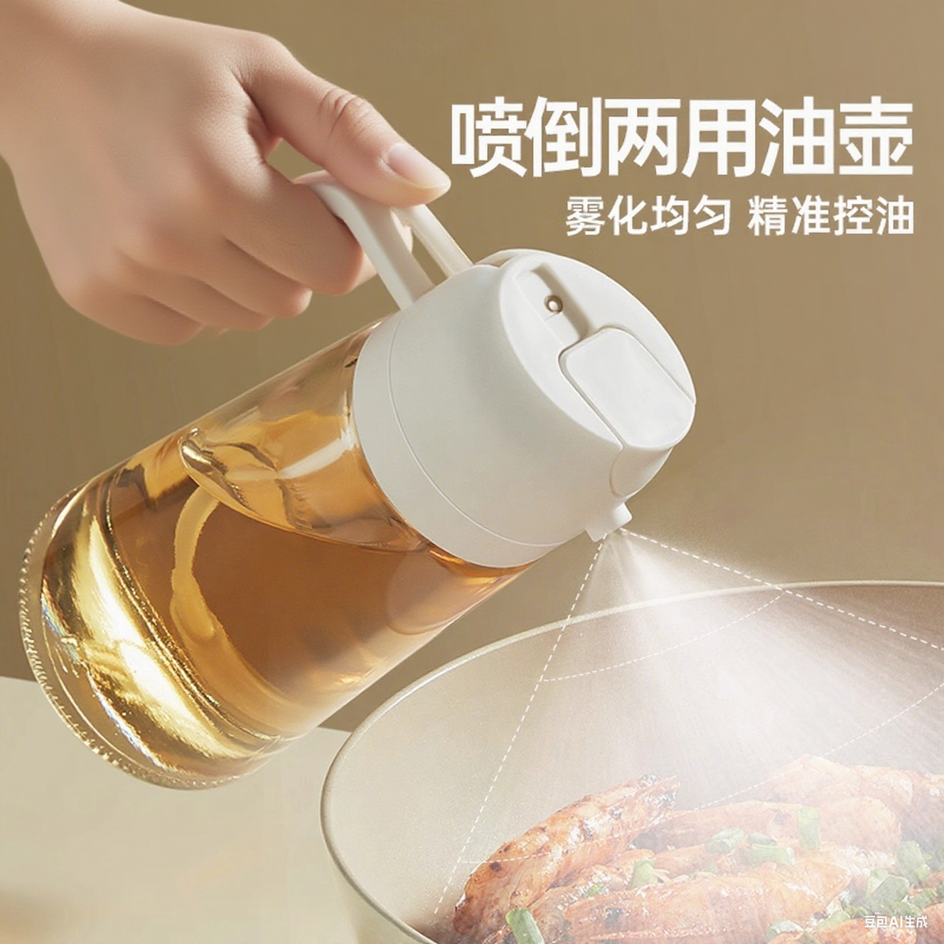 两用油壶防漏油罐喷油壶家用食品级玻璃酱油醋调料瓶雾化喷壶油瓶