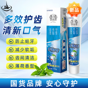 上海多效护齿牙膏170g去成人防蛀牙护龈清洁清新口气含氟薄荷味