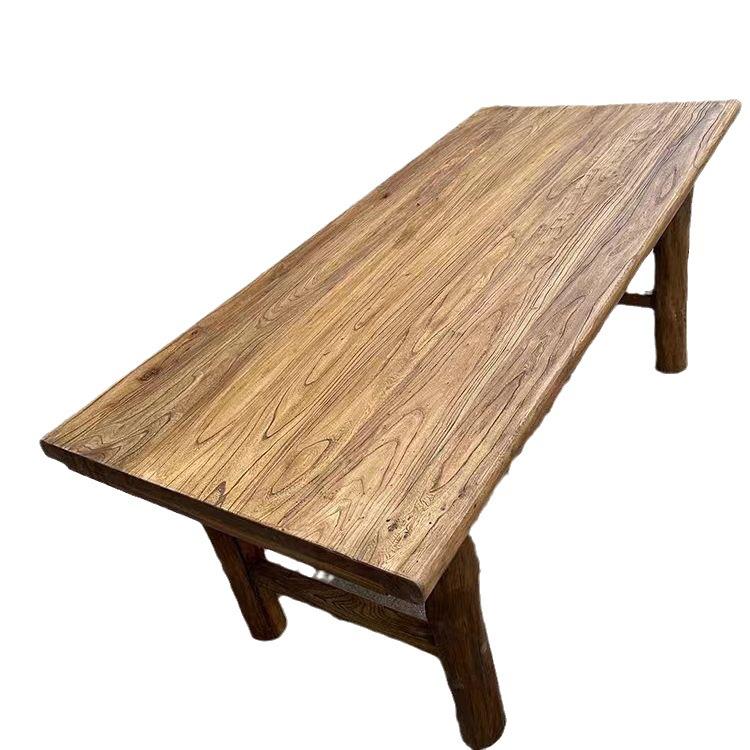 老榆木茶桌实木餐桌吧台中式木质复古茶台餐桌椅风化民俗老门板