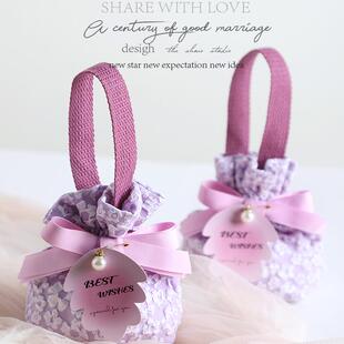 结婚喜糖袋子喜糖盒ins风高级感伴手礼手提婚礼盒免折叠糖果布袋