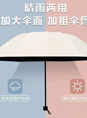 雨伞女晴雨两用手动折叠商务男女加固大号双人黑胶防晒遮阳太阳伞