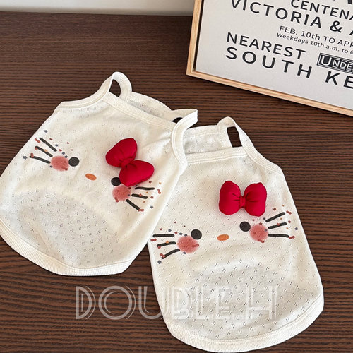 DOUBLE.H原创宠物服装夏季防晒透气kitt纯棉吊带背心马尔济斯比熊