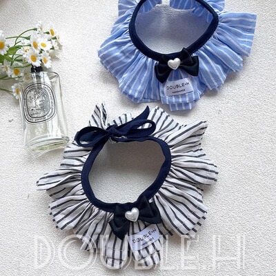 手工制宠物甜美条纹围脖口水巾