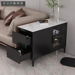 轻奢岩板沙发边柜现代简约茶几柜侧边储物收纳柜客厅移动角几边几