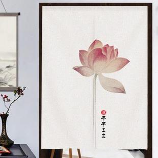 荷花门帘遮挡帘免打孔隔断帘卧室半帘厕所卫生间对门化解帘子 中式