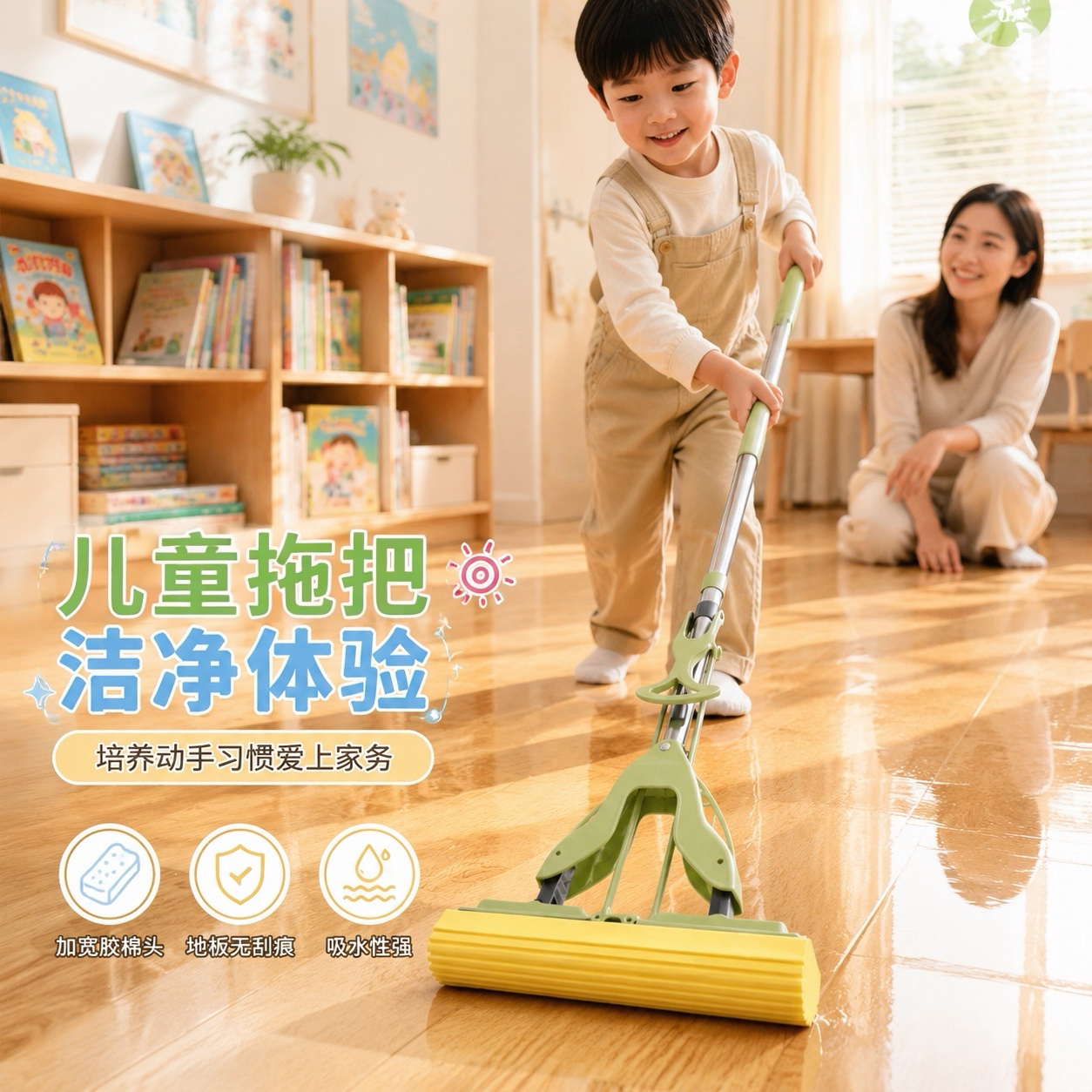 家必洁学生拖把居家学校清洁工具教室幼儿寝室地拖宿舍儿童小拖把