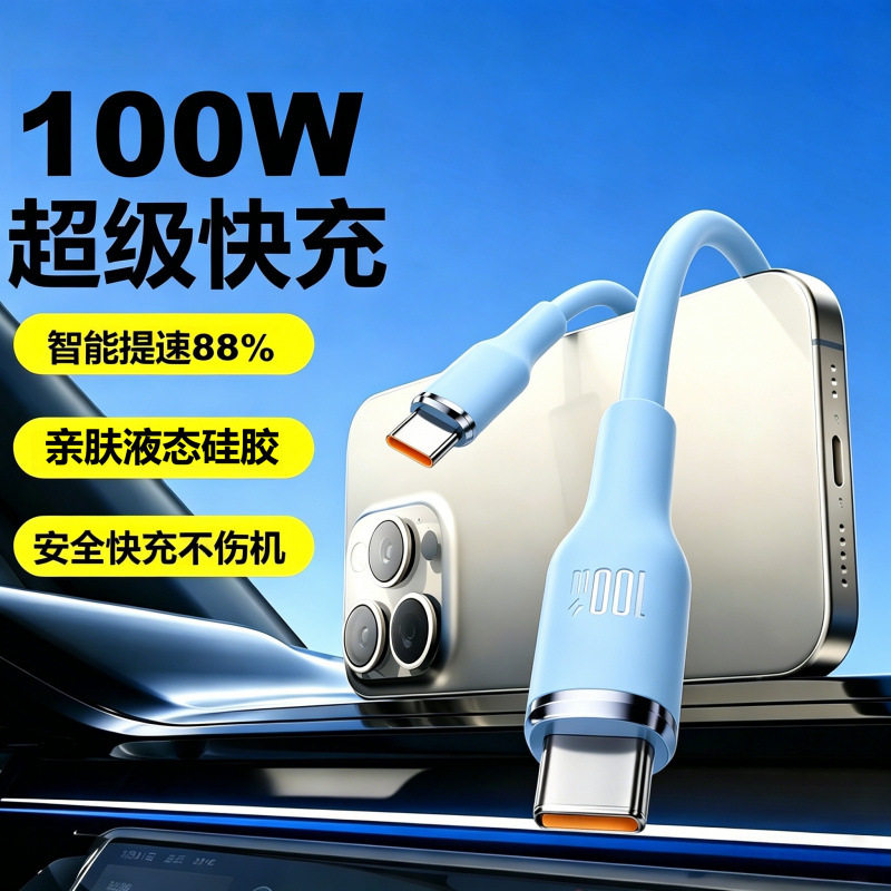 100W超级快充数据线适用苹果15/16系华为Type-c通用手机平板车载充电线