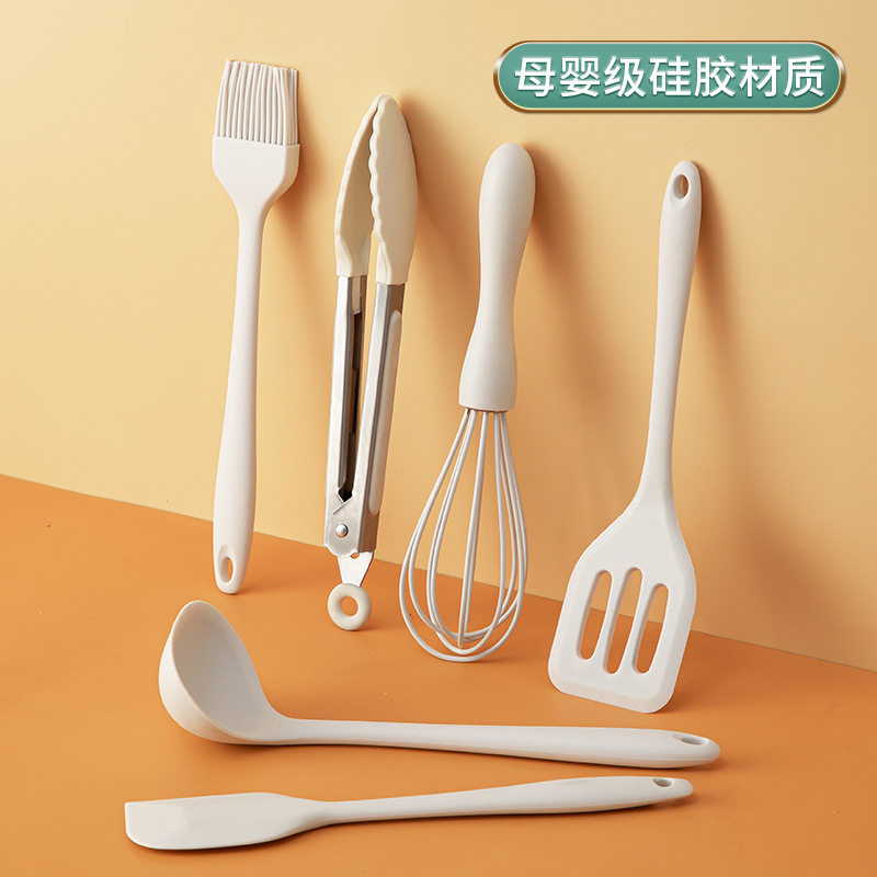 食品级硅胶铲迷你汤勺打蛋器煎铲食物夹硅胶套装防滑烘焙不粘锅