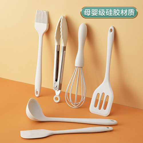 食品级硅胶铲迷你汤勺打蛋器煎铲食物夹硅胶套装防滑烘焙不粘锅