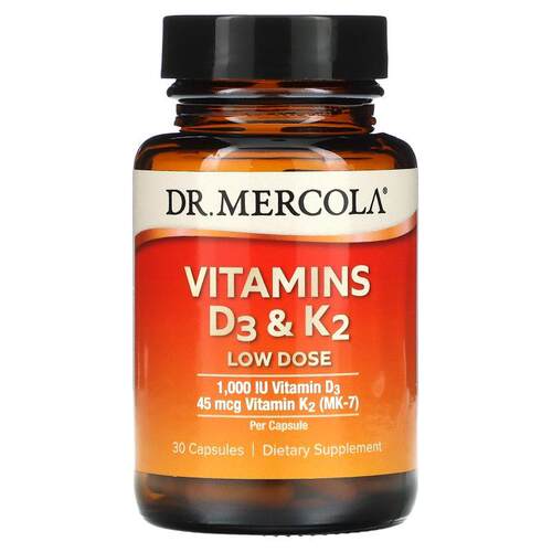Mercola博士低剂量维生素D3和K胶囊心脏骨骼健康引钙入骨易吸收