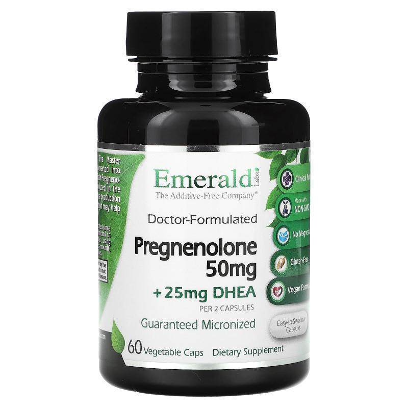 Emerald Laboratories,Pregnenolone + DHEA, 25 mg, 60 Vegetabl
