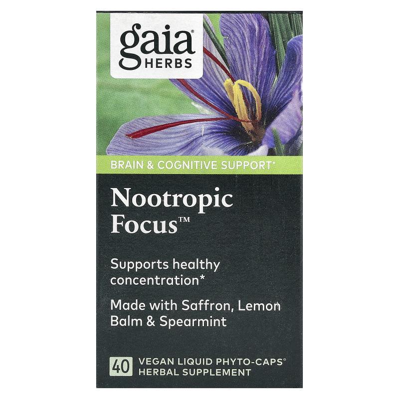 Gaia Herbs,Nootropic Focus, 40 Vegan Liquid Phyto-Caps