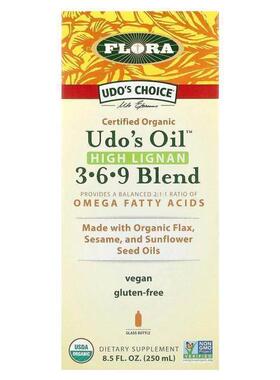 Flora Udo's Choice®欧米伽 3/6/9 混合物富含木酚素升眼部肝脏血